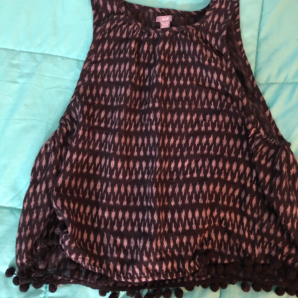 Aerie blank and tan tank with Pom Pom balls